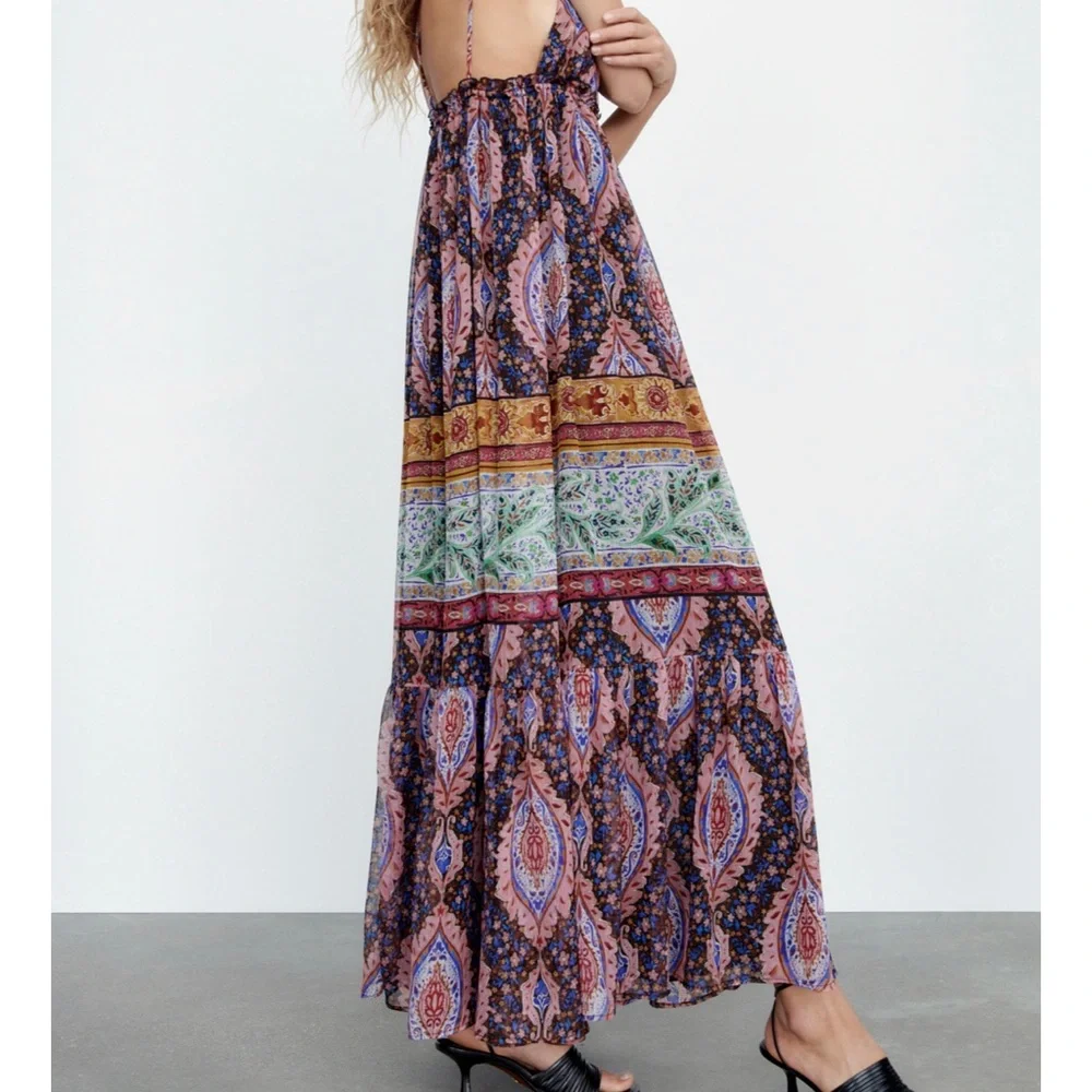 - ZARA LONG PRINT DRESS Multicolor - Picture 8 of 10